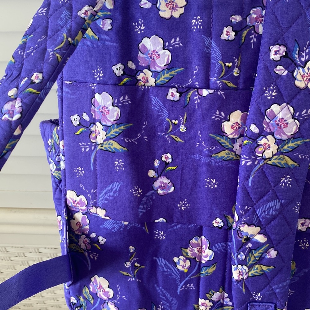 Vera Bradley WILD ROSES LARGE BACKPACK XL NWT PURPLE Travel bag floral flowers - Picture 8 of 8